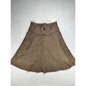 Vicky and Lucas Khaki Brown Tweed A-Line Mini Skirt NWT Size L